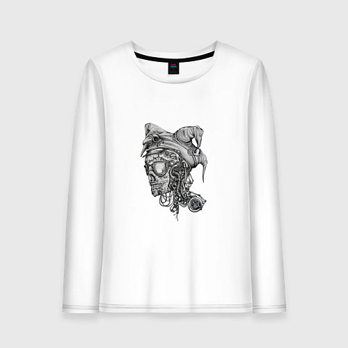 Женский лонгслив Jester skull steampunk / Белый – фото 1