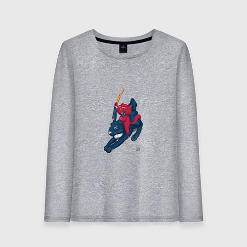 Женский лонгслив Кот верхом на кролике / Меланж – фото 1