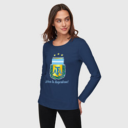 Лонгслив хлопковый женский Эмблема федерации футбола Аргентины, цвет: тёмно-синий — фото 2