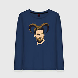 Лонгслив хлопковый женский Messi goat, цвет: тёмно-синий