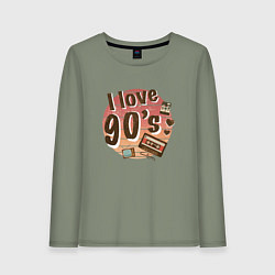 Лонгслив хлопковый женский I love 90-s, цвет: авокадо