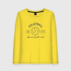 Лонгслив хлопковый женский Клуб любителей игры в волейбол, цвет: желтый