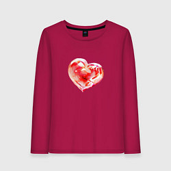 Лонгслив хлопковый женский Любящее сердце, цвет: маджента