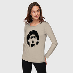 Лонгслив хлопковый женский Face Maradona, цвет: миндальный — фото 2