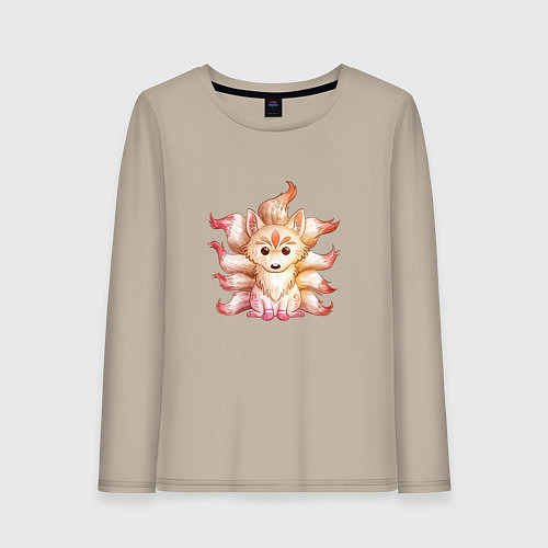Женский лонгслив Милый девятихвостый демон / Миндальный – фото 1