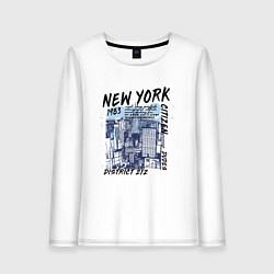 Лонгслив хлопковый женский New York Нью-Йорк, цвет: белый