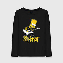 Лонгслив хлопковый женский Slipknot Барт Симпсон рокер, цвет: черный