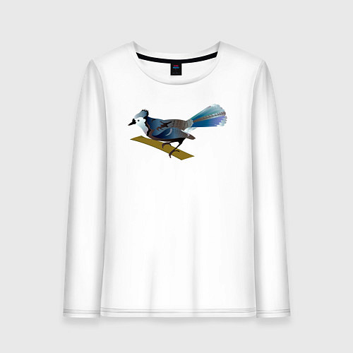 Женский лонгслив Голубая сойка / Белый – фото 1