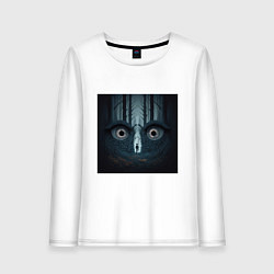 Лонгслив хлопковый женский Something is watching you, цвет: белый