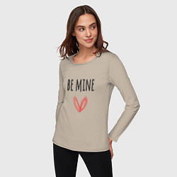 Лонгслив хлопковый женский Be mine - doodle heart, цвет: миндальный — фото 2