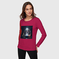 Лонгслив хлопковый женский Волшебство в космосе, цвет: маджента — фото 2