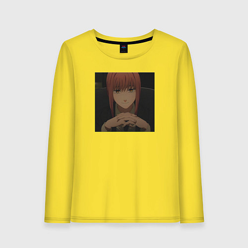 Женский лонгслив Макима Демон человек бензопила / Желтый – фото 1