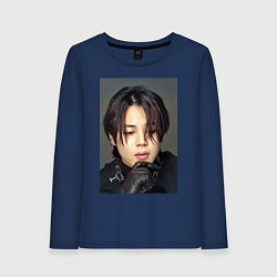 Лонгслив хлопковый женский Handsome Jimin, цвет: тёмно-синий