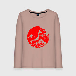 Лонгслив хлопковый женский Флаг Японии - красное солнце, цвет: пыльно-розовый