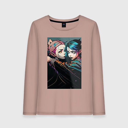 Женский лонгслив Уэнсдэй и Энид подруги / Пыльно-розовый – фото 1