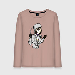 Лонгслив хлопковый женский Достоевский портрет, цвет: пыльно-розовый