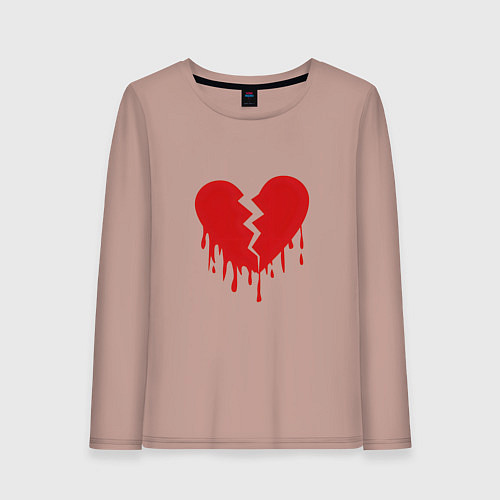 Женский лонгслив Большое разбитое сердце / Пыльно-розовый – фото 1