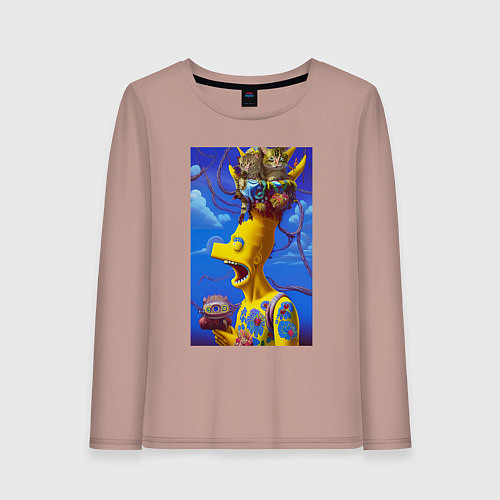 Женский лонгслив Барт Симпсон и коты - нейросеть - art / Пыльно-розовый – фото 1