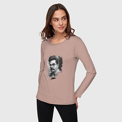 Лонгслив хлопковый женский Сталин в черно-белом исполнении, цвет: пыльно-розовый — фото 2