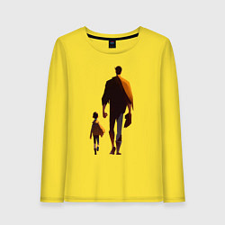 Лонгслив хлопковый женский Отец и его сын, цвет: желтый