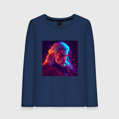 Женский лонгслив Неоновый Ведьмак / Тёмно-синий – фото 1