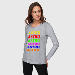 Лонгслив хлопковый женский Astro color logo, цвет: меланж — фото 2