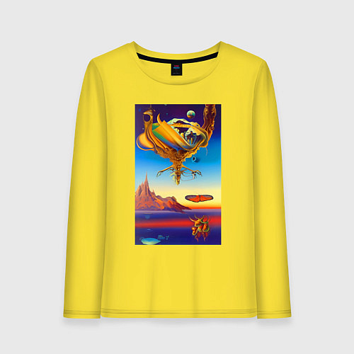 Женский лонгслив Космическое спокойствие - нейросеть - сюрреализм / Желтый – фото 1