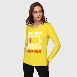 Лонгслив хлопковый женский Мама 2 дочек, цвет: желтый — фото 2
