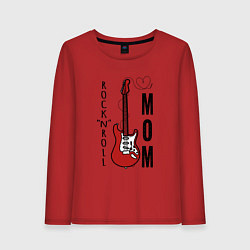 Лонгслив хлопковый женский Rocknroll mom с гитарой, цвет: красный