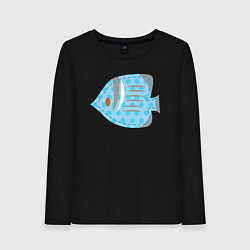 Лонгслив хлопковый женский Синяя рыбка, цвет: черный