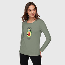 Лонгслив хлопковый женский Авокадо Пуаро, цвет: авокадо — фото 2