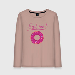 Лонгслив хлопковый женский Пончик Съешь меня, цвет: пыльно-розовый