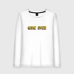 Лонгслив хлопковый женский Game over надпись пикселями, цвет: белый