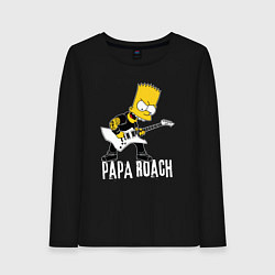 Лонгслив хлопковый женский Papa Roach Барт Симпсон рокер, цвет: черный