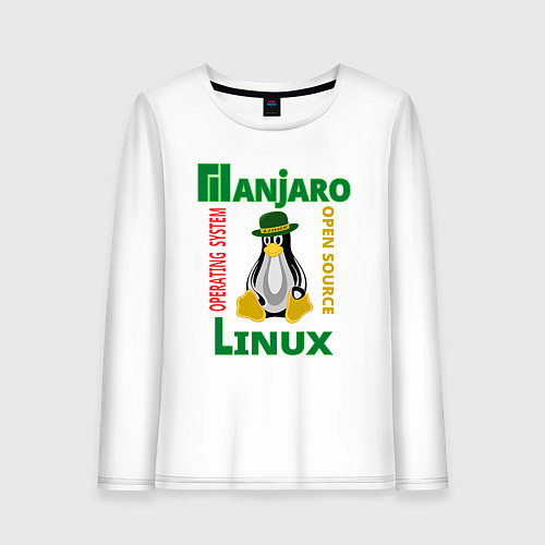 Женский лонгслив Линукс пингвин в шляпе / Белый – фото 1