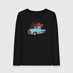 Лонгслив хлопковый женский Хот род Ford F-100, цвет: черный