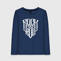 Лонгслив хлопковый женский Rock and Roll щит, цвет: тёмно-синий