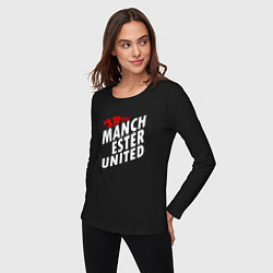 Лонгслив хлопковый женский Манчестер Юнайтед дьявол, цвет: черный — фото 2