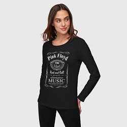 Лонгслив хлопковый женский Pink Floyd в стиле Jack Daniels, цвет: черный — фото 2