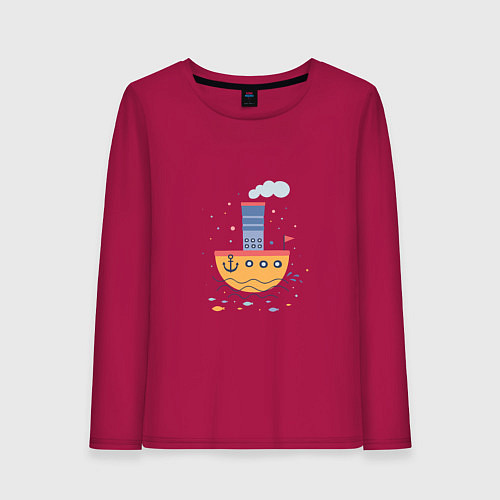Женский лонгслив Пароход / Маджента – фото 1