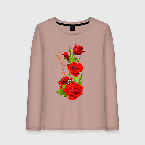 Женский лонгслив Прекрасная Рада - букет из роз / Пыльно-розовый – фото 1
