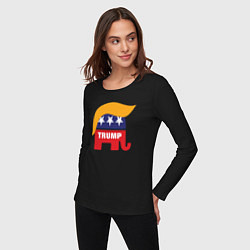 Лонгслив хлопковый женский Trump elephant, цвет: черный — фото 2