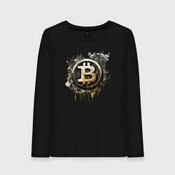 Лонгслив хлопковый женский Bitcoin BTC, цвет: черный
