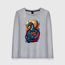 Лонгслив хлопковый женский Japanese dragon - irezumi, цвет: меланж