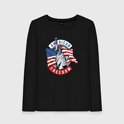 Лонгслив хлопковый женский American freedom, цвет: черный
