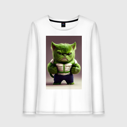 Женский лонгслив Злой котик / Белый – фото 1