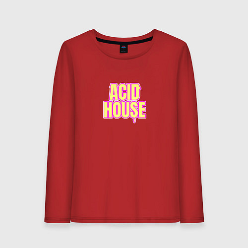Женский лонгслив Acid house стекающие буквы / Красный – фото 1