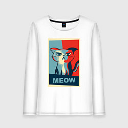 Лонгслив хлопковый женский Meow obey, цвет: белый