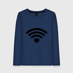 Лонгслив хлопковый женский Wi-Fi Love, цвет: тёмно-синий