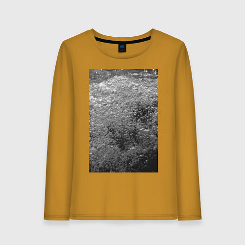 Женский лонгслив Чёрные пузыри / Горчичный – фото 1